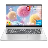 HP 17.3 FHD Laptop Computer, Intel 8-Core Processor, 16GB RAM, 512GB SSD, WiFi 6, Bluetooth 5.3, HDMI, Type-C, Silver, Windows 11 Pro & Ms Office Lifetime for Student and Business