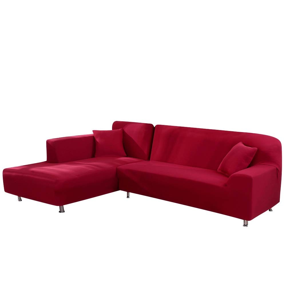 Housse canape dangle impermeable rouge pour protection de salon L shape 1+1 place