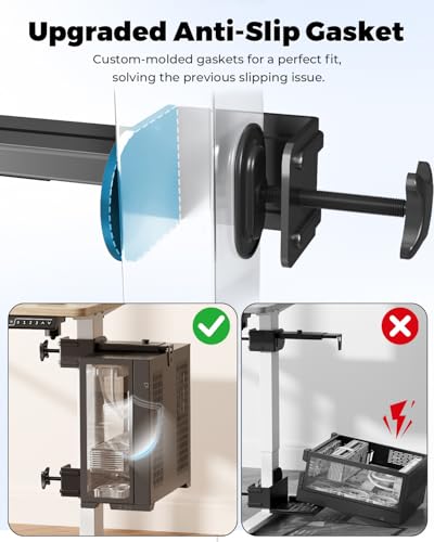 Image of JOY worker Under Desk PC Mount for Standing Desk, Clamp-On Leg CPU Holder