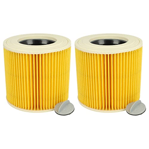 vhbw 2x Filtro plisado compatible con Kärcher NT 27/1 ME Professional, NT 48/1 TE Professional aspiradora - amarillo