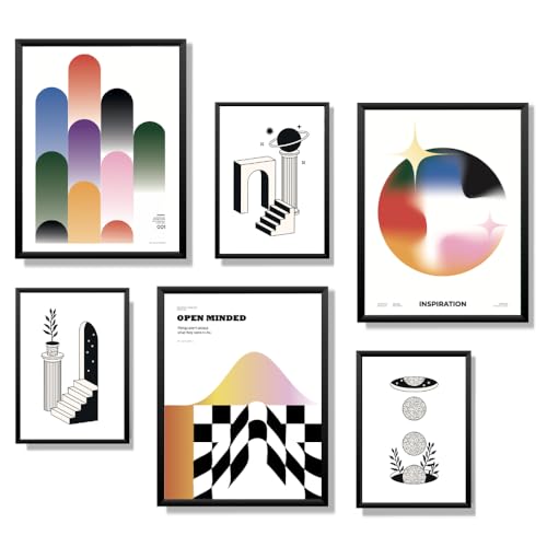 Winund set di 6 stampe da parete moderne 30x40 cm, SENZA CORNIZE, decorazioni muro per camera da letto, poster da parete, stampe quadri, stampa bianco e nero, quadro soggiorno, quadro camera da letto