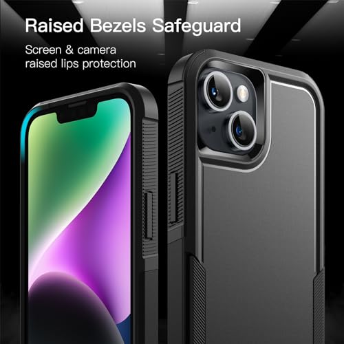 JETech Case for iPhone 14 6.1-Inch, Heavy Duty Dual-Layer Rugged Protection, Shockproof Protective Tough Phone Cover with Matte Back (Black)