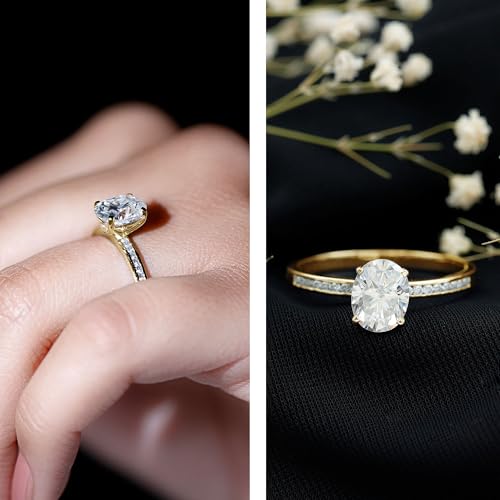 Certified Moissanite 7X9 mm Oval Engagement Ring, D-Vs1 Quality, Moissanite Ring with Side Stones - Ready To Gift2