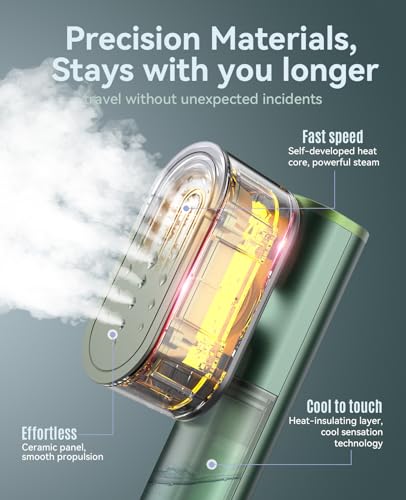 Jack ＆ Rose Clothes Steamer,100-240V Dual Voltage Travel Steamer Clothing, 15s Fast Heat Up,Portable Handheld Steamer for Clothes,2 in 1 Garment Steamer&Iron for Global,UK& Europe Travel,Home