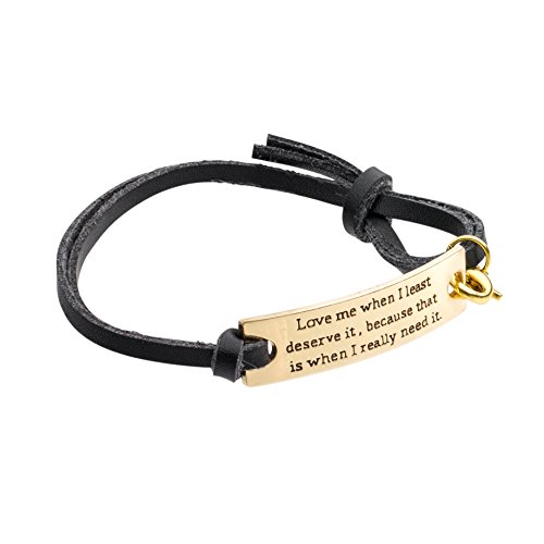 Inspirational Jewelry Bracelet – Love Me, Because That is When I Really Need It Quote – Silver Charm Wrap – Engraved Sayings for Inspiration, Motivation for Women, Men, Teens, Girls.