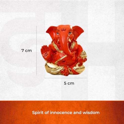 Image of Divine Hindu Miniature Appu Ganesh Idol | Small Murti for Car Dashboard, Home Decor, Office Table, Pooja | Spiritual Gift Item for Housewarming | Ganesh Chaturthi & Diwali Gift | 7 cm