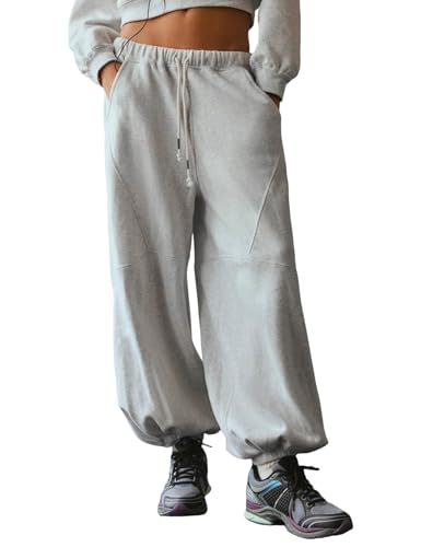 Yimoon Womens Wide Leg Sweatpants Baggy Cotton Athletic Joggers Elastic Waist Palazzo Harem Pants