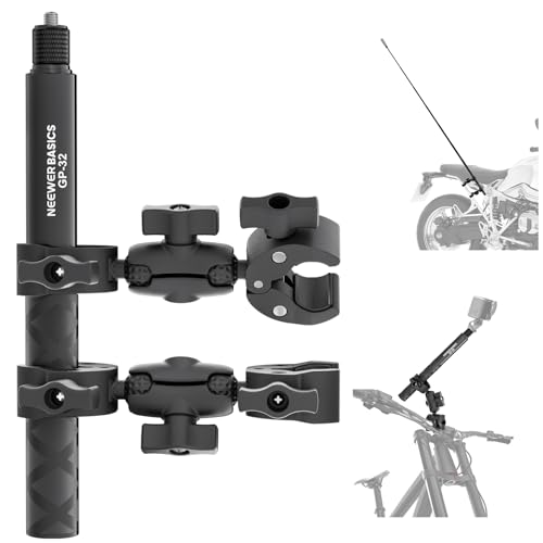 NEEWER Basics Motorrad Klemmhalterung Zubehör Set unsichtbarer Selfie Stick Fahrradlenkerhalter kompatibel mit Insta360 DJI OSMO 360 Pocket 3 Action Kameras für POV Videoaufnahmen GP-32
