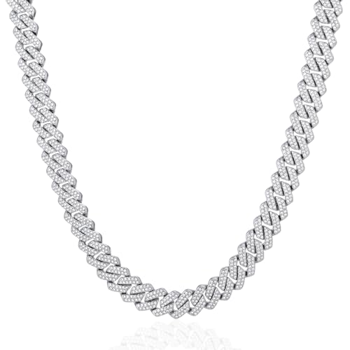 NETANICO Mens Cuban Link Chain Iced Out Cuban Necklace 18K Gold & Silver Plated Chain For Men Women 14mm Hip Hop Jewelry