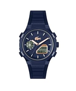 Lacoste Analog-Digital Multifunction Quartz Watch for Men LC33 Collection with Navy Blue Silicone Bracelet - 2011434