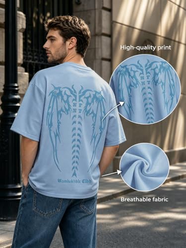 Image of EMMIOL Mens Y2k Baggy Shirts Graphic Tees Oversized Crew Neck Short Sleeve Streetwear Tshirts Summer Tops 2026