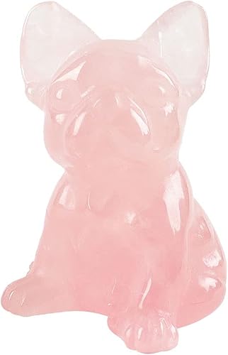 Estatua de bulldog francés de cristal curativo natural de 2 pulgadas, tallada en bolsillo, figuras de perro leal para mascotas coleccionables