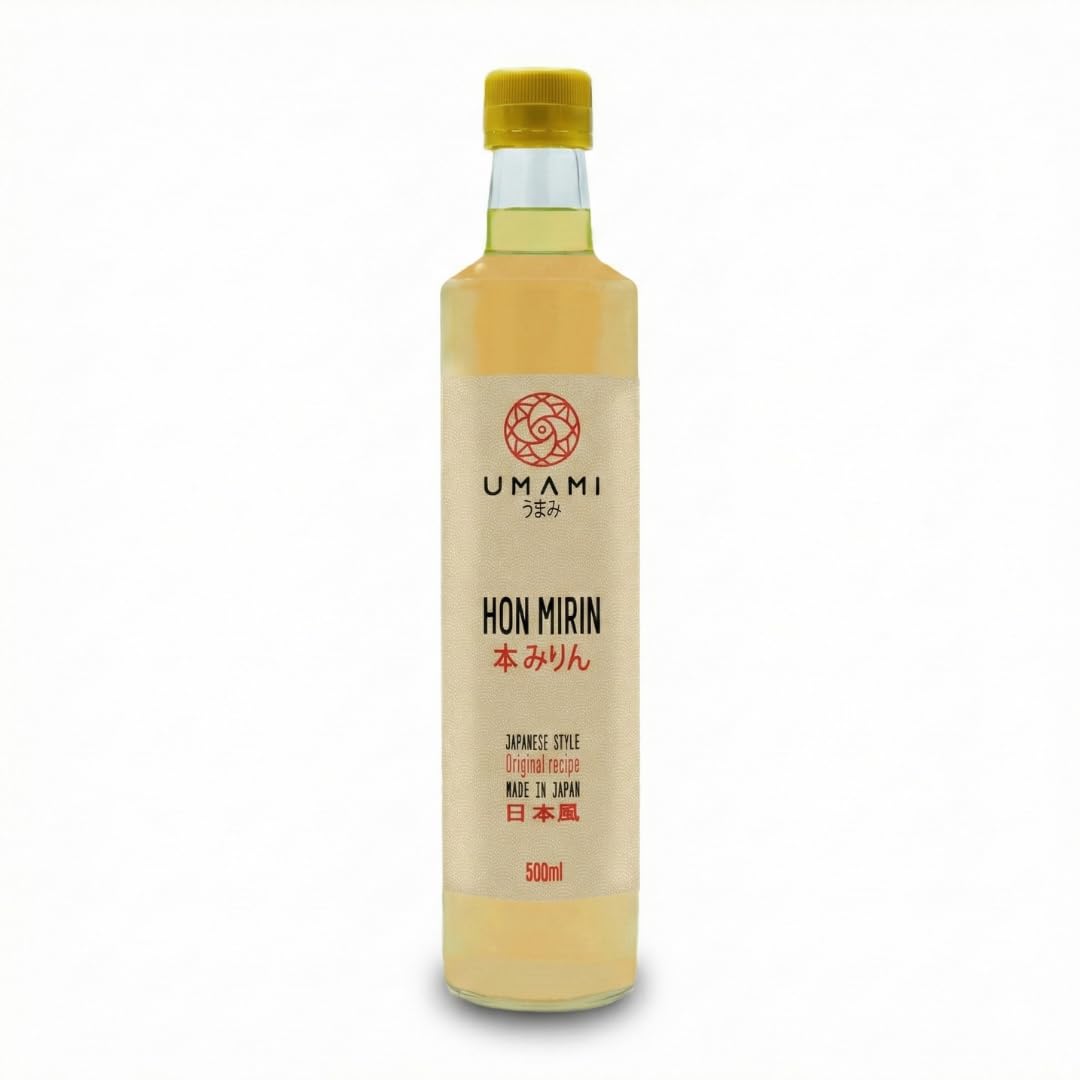 Umami Hon Mirin Japanisch 500ml - Echter Süßer Sake zum Kochen - Hergestellt in Japan - Im Holzfass Gereift - Ideal für Teriyaki & Glasuren