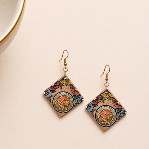 Image of Handcrafted Tribal Wooden Earrings Collection for Women - Butterfly, Princess & Modern Geometric Statement Designs