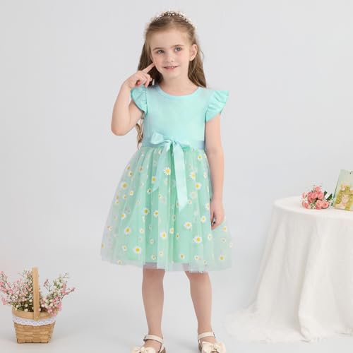 Toddler Baby Girls Tutu Tulle Dress Ruffled Sleeve Print Mesh Party Princess Dresses Summer Clothes 2-7T2