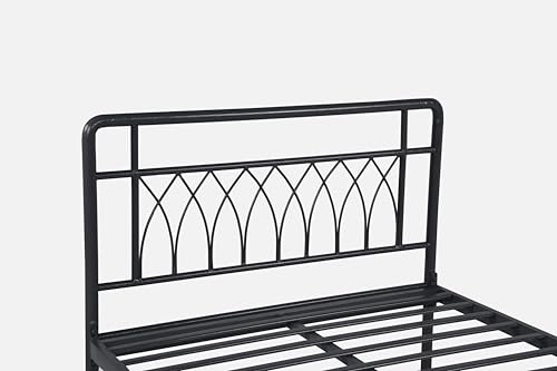 Image of Jexx Metal Single Size Bed Without Storage | Wrought Iron Cot with Headboard & Footboard| Sturdy Powder Coated Platform Bed Single Size Cot for Bedroom, Living Room, (Jexx Black)