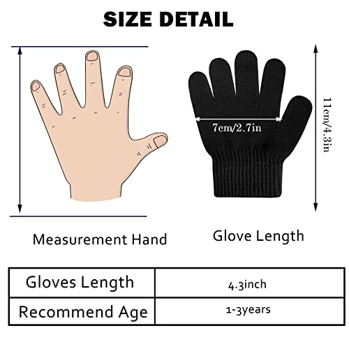 ONESING 6 Pair Baby Gloves Toddler Gloves Toddler Winter Gloves Kids Gloves Winter Stretchy Knit Gloves for Kids Boys Girls3