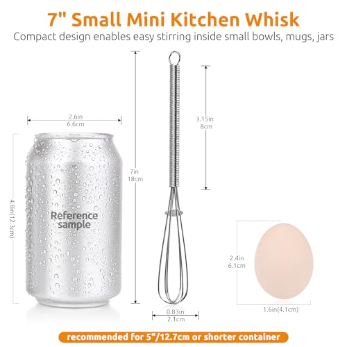 Image of U-Taste Small Mini Whisks for Cooking, 18 /8 Stainless Steel 7 inch Wisking Tool