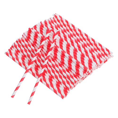 Toyvian 100 pitillos desechables de papel con rayas 20 cm miniatura 1