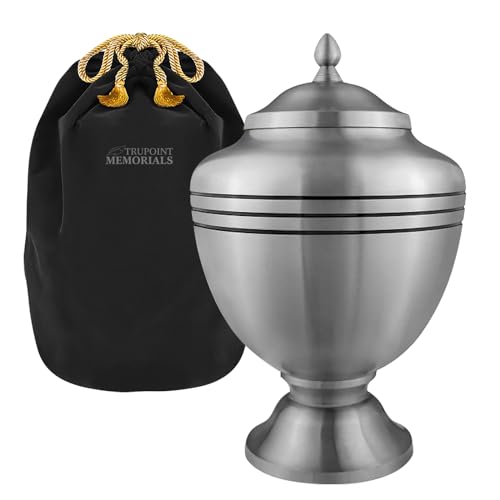 Image of Trupoint Memorials Cremation Urns for Human Ashes, Funeral Memorial Urn for Male and Female, Decorative Burial Metal Urn Collection for Adult Men & Women - Silver Chalice, Adult (200LB)