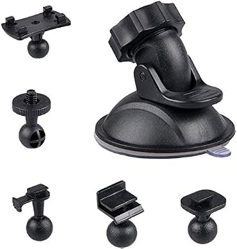 PANHUI For Car Dash Cam Holder, Stand, Suction Cup, 5 Types of Adapters, One-Touch Detachable Mounting Bracket, Secures Action Cam/GPS/Car Navigation System, etc