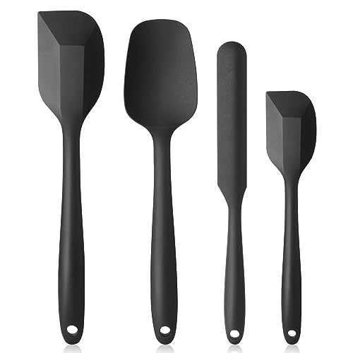 Vicloon Silikon Spatel & Teigschaber 4er Set, Silikon Spatel Set Küchenutensilien zum Backen, Silikon Spachtel Hitzebeständige bis 500°F, Flexibler Hitzebeständig Antihaft Silikon spatel(Schwarze)