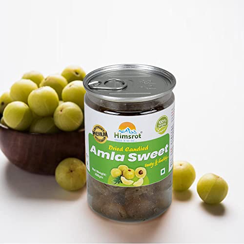 Image of Himsrot Dried Sweet Amla Candy India Gooseberry Superfood from Himalayas | 100% Natural Dry Fruit | Sweet Candy | Sweet Amla Candy - 200 gms Resealable Jar