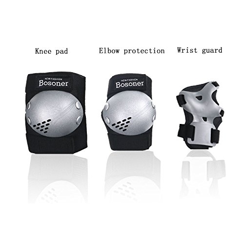 image for BOSONER Kids/Youth Knee Pads Elbow Pads Wrist Guards Set for 3-15 Year