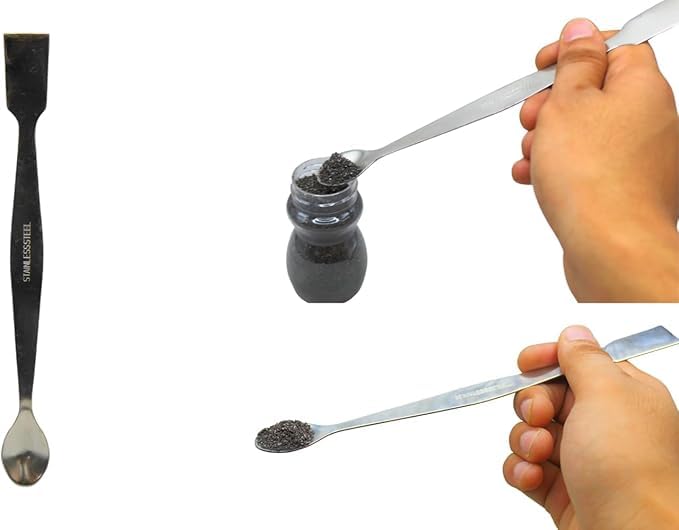 Espátula de acero inoxidable de 20 cm de largo, juego de 6 puntas dobles para laboratorio de química, extremo plano