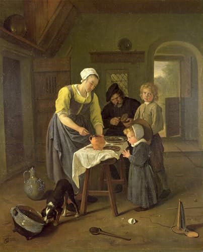 Tableau Toile Famille paysanne par Jan Steen - Art Décoratif 60x90cm