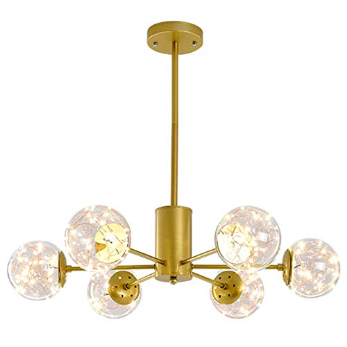 Luz de techo moderno V-intage Metal Sputnik Chandelier de mediados del siglo Semi Frote de montaje Luz de techo Compatible with la cocina Sala de estar Comedor .,luz colgante de techo