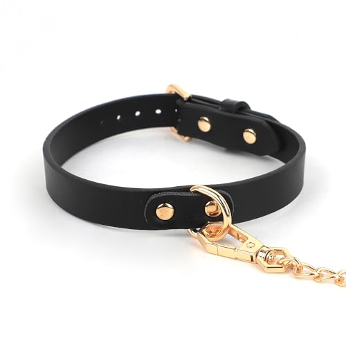 SM Halsband mit Leine Einstellbares Halsfessel Kette mit O-Ring, PU Leder BDSM Halsband Collar, Bondage Fesseln, Fetisch SM Sexhalsbänder für Paare, Erwachsene Sexspielzeug für Sex