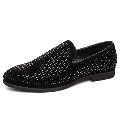 Men's Sequin Fashion Breathable Smoking Slippers Lightweight Comfort Non Slip Slip On Dress Loafers for Walking Driving Wedding