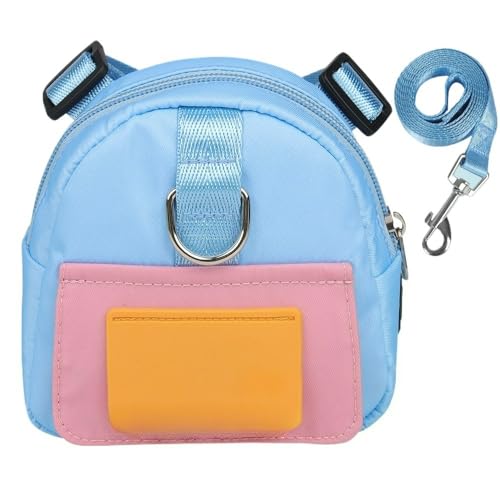 Mochila Pet Para Cachorro Coleira Peitoral Com Guia Mini Saco De Ombro Bolsa(AZUL,M)