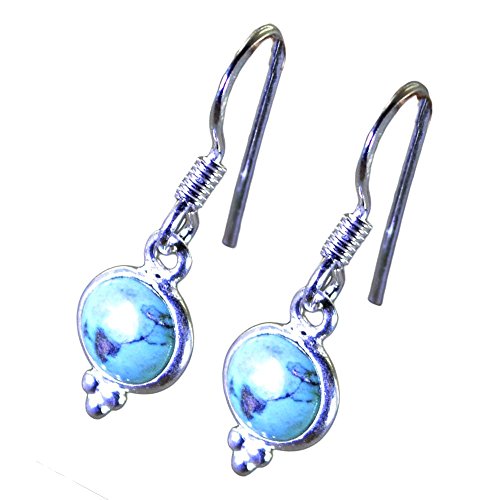 Turquoise naturelle boucles d'oreilles pierre de naissance de décembre en argent