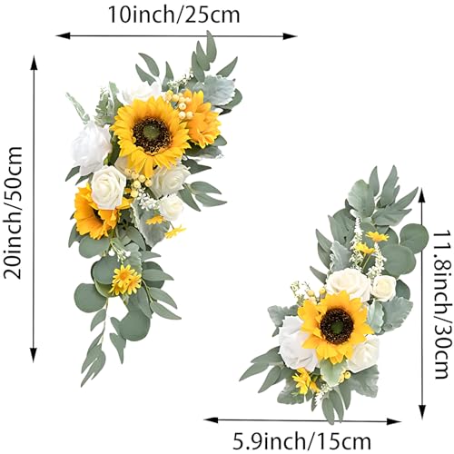 Generic Wedding Arch Flowers (Pack of 2PS), Artificial Rose Wedding Flowers for Wedding Welcome Signs Decorations and Arch Flowers for Wedding Ceremony Reception Flowers for Balloon Arch (Sunflower)