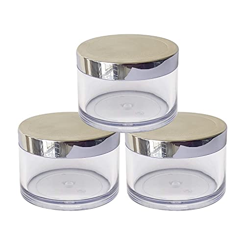 Zenvista 50gm Acrylic Shan Jars with Silver Lid for Lip Balms/DIY Skin Care/Empty Container/Easy to Carry/Travel Friendly, (Pack of 3)