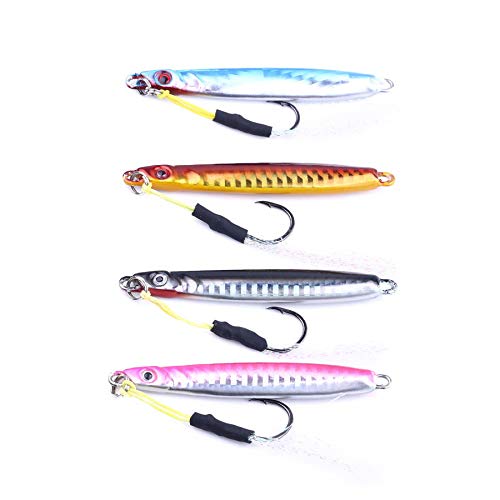 Cebos Artificiales 4pcs / Set 8 CM 30 G Cabeza de Cabeza de Metal Jigs Squid Agua Salada Gruesa Grueso mar Artesanal de Pesca Pesca cebos de Pesca Señuelos de Pesca