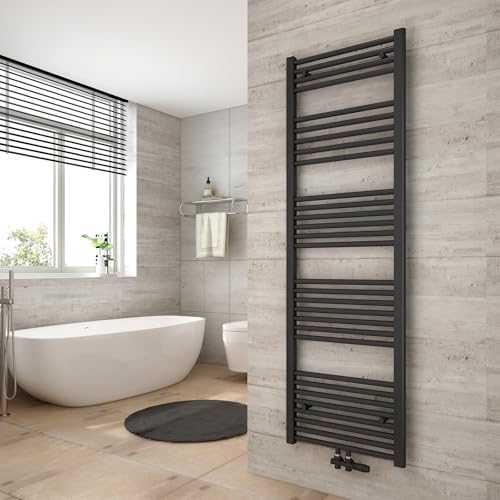 Heilmetz Anthrazit BadHeizkörper 50 x 160 cm Handtuchtrockner Bad-Heizkörper Handtuchheizkörper Mittelanschluss Heizung 654 Watt Leistung Handtuchwärmer