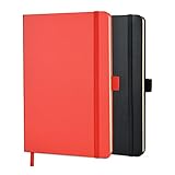 2 Pack Daily Notebook, Ruled Leather Notebooks and Journals to Write in, Daily Planner with Pen Holder, 160 Pages, Professional Notebook Hardcover, A5 Size (8.5