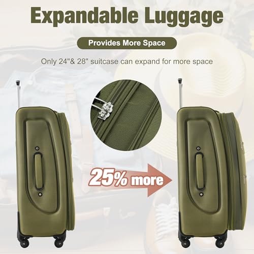 image for Merax Softside Luggage Set Softshell Lightweight 3 Piece Spinner Suitc