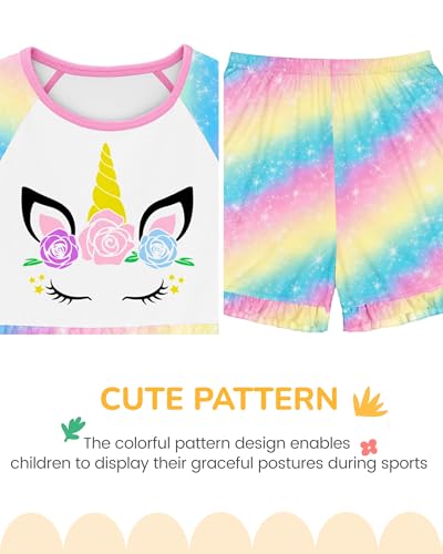Image of LQSZ Matching Girls & Doll Pajamas Set for Toddler Girls Short Sleeves Cute Outfit Sleepwear