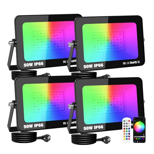 【Scena fai da te e impermeabile IP66】 Faretto LED RGBW che cambia colore, faretto LED dimmerabile. Puoi impostare individualmente il colore o la modalità di ogni faretto esterno, adattarlo in anticipo alla tua scena preferita (ad esempio festa, barbecue, giardino, paesaggio, luci d'atmosfera, ecc.), salvarlo e avviarlo con un clic quando necessario. Adatto per Halloween, Natale e altre decorazioni natalizie.