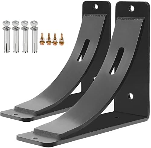 SPACEEUP 2Pcs Heavy Duty Shelf Brackets 7 x 6 x 2" Steel Shelf Brackets 450LBS Load Capacity Metal Brackets DIY Steel Triangle Bracket Matte Black