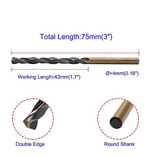 Ohamtes 4Mm Reduced Shank Twist Drill Bits High Speed Steel Hss 4341 For Iron/Copper/Plastic/Aluminum Plates/Metal Materials, Round Shank, Double Edge, 2 Pcs #TOP1