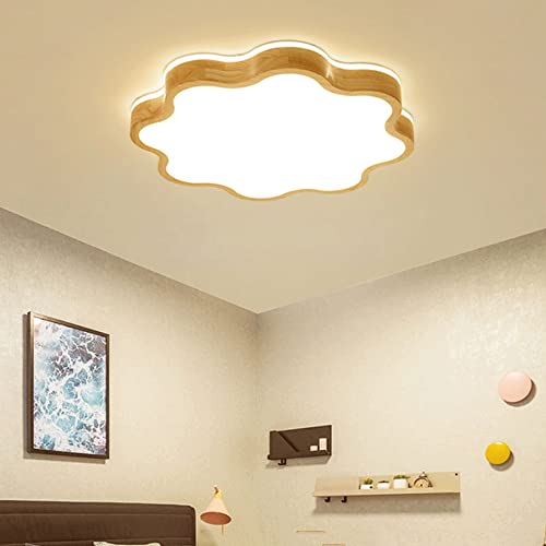 Lámpara de techo de madera nórdica moderna LED plana para iluminación interior 3