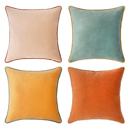 MONDAY MOOSE Decorative Throw Pillow Covers Cushion Cases, Set of 4 Soft Velvet Modern Double-Sided Designs, Mix and Match for Home Decor, Pillow Inserts Not Included (18x18 inch, Orange/Teal)