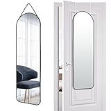 SCWF-GZ 47x14 Mirror Full Body Length Door Hanging Rope Hang Wall Mounted Metal Frame Arch Mirrors for Bedroom Bathroom Dressing Living Room 47 14 inch Black