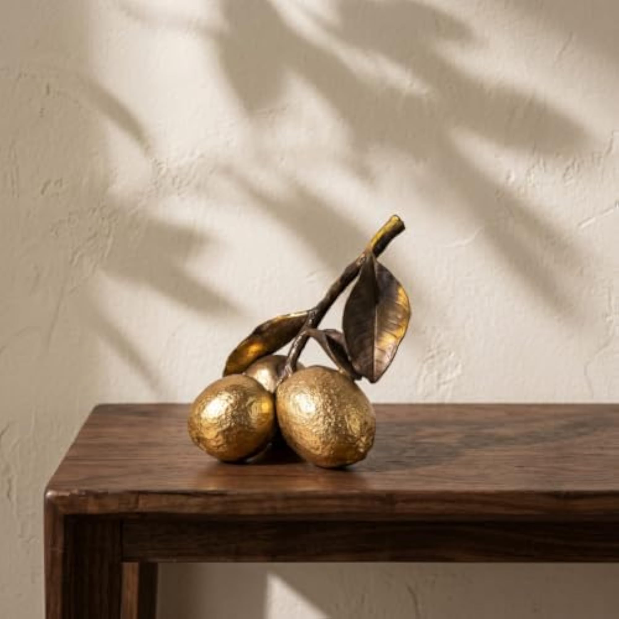 Gold Lemon Ornament, Lustrous Tabletop Decorative Piece