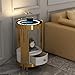 wangpengkai Gold Led Smart Round Nightstand with Drawer,Sofa Narrow End Table with Wireless Charging Station,Small Spaces Coffee Table/Bedside Table/Unique Accent Side Table